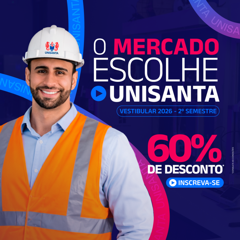 Vestibular Unisanta — 2º semestre de 2026. 1º lugar em inovação do Brasil. Inscreva-se agora.