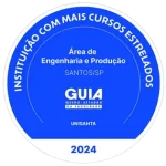 A Unisanta é destaque na Área de Engenharia e Produção em Santos/SP, com reconhecimento do Guia do Estudante 2024 como instituição com mais cursos estrelados.